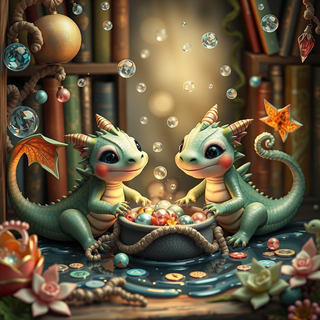 Chubby Dragons Discover Whimsical Treasure Trove Amidst Book...