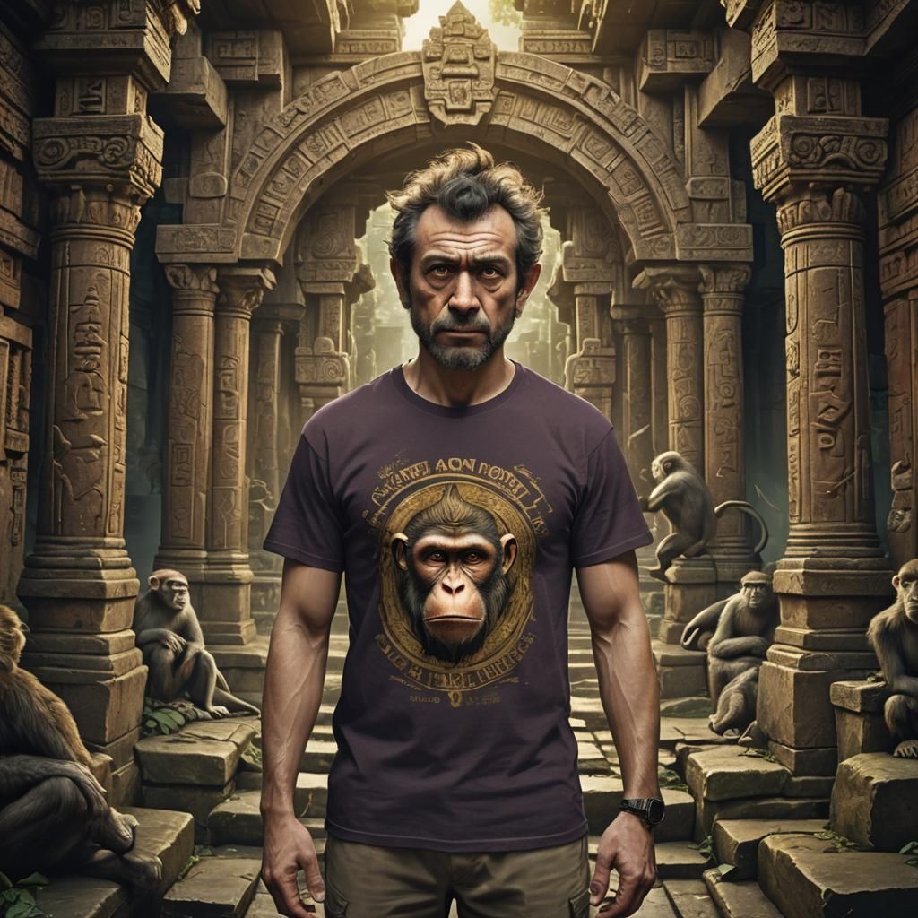 Man with Souvenir Tee Shirt Matte Painting