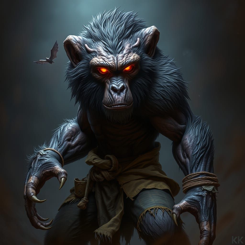 Ape-Bear Hybrid in Dark Fantasy Style