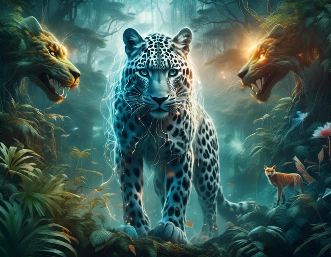 Leopard's Face Merged with Digital Financial Data