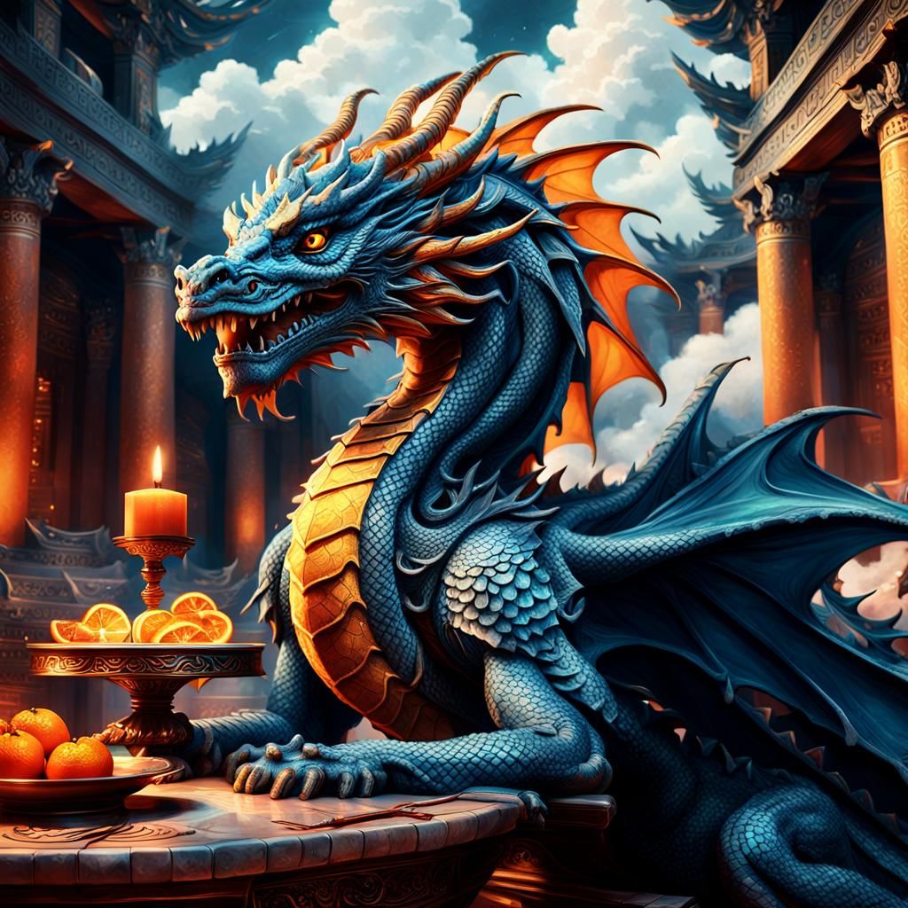 Cloud Dragon's Lament: A Fantastical Digital Painting