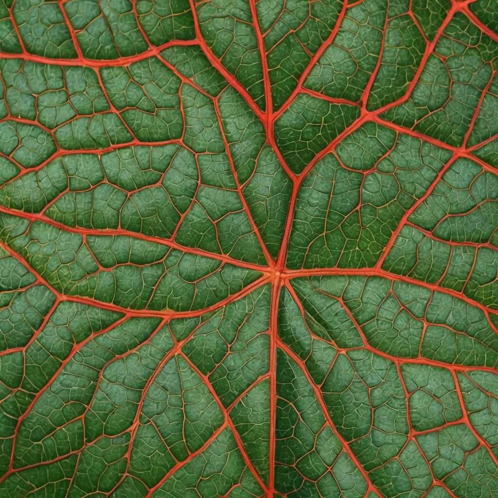 Hyperrealistic Macro Leaf with Symmetrical Patterns