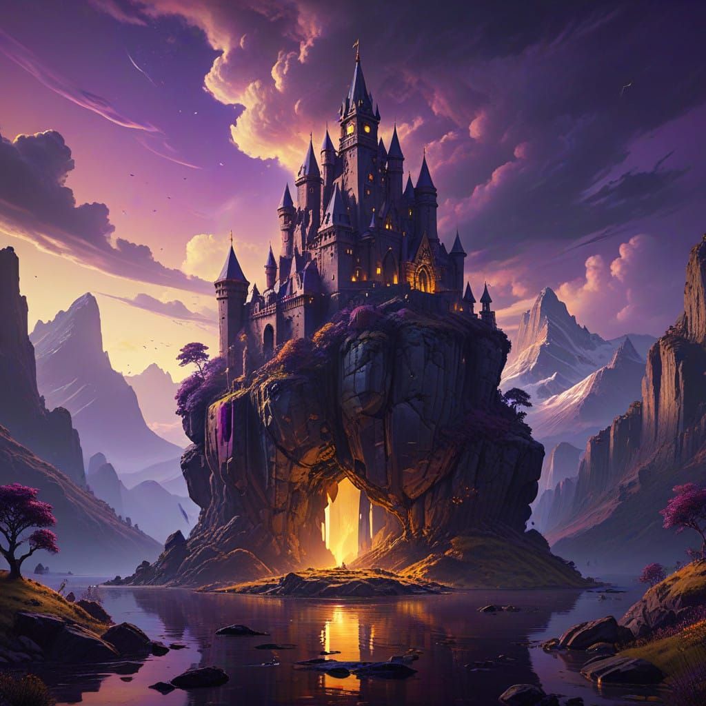 Ethereal Castle Amidst a Dreamy Landscape