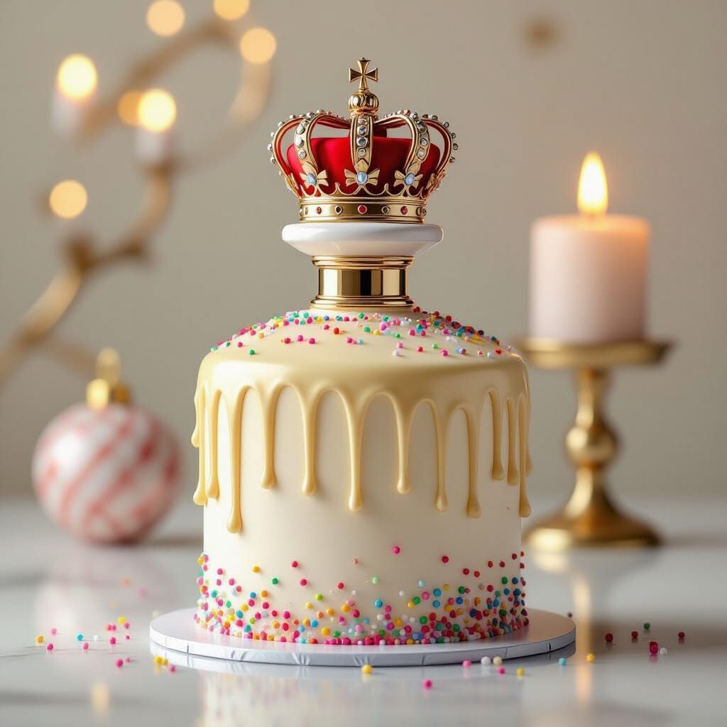 Cake Perfume Bottle with Drizzle and Crown