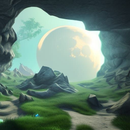 Moon Elf Cavern Entrance: 3D Game Environment