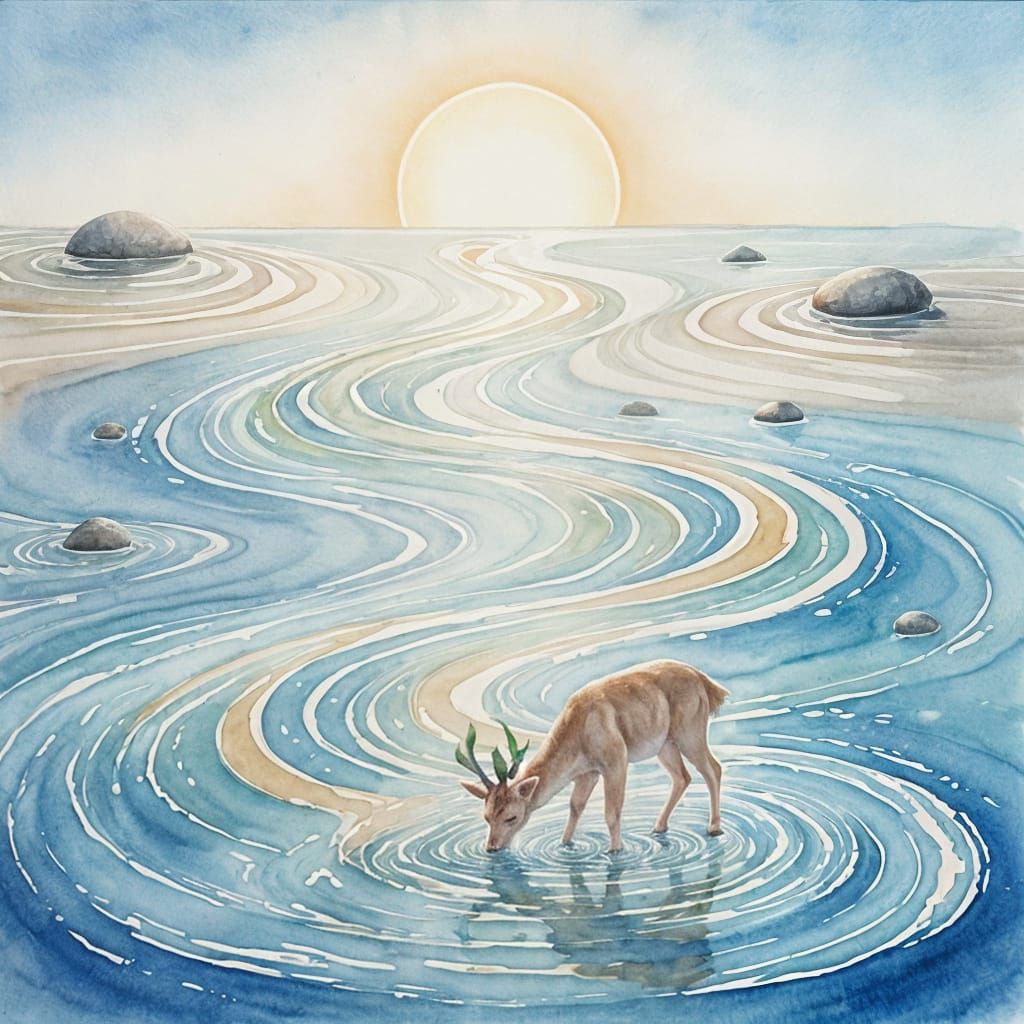 Vibrant Abstract Energy Flowing Through Water in Watercolor ...