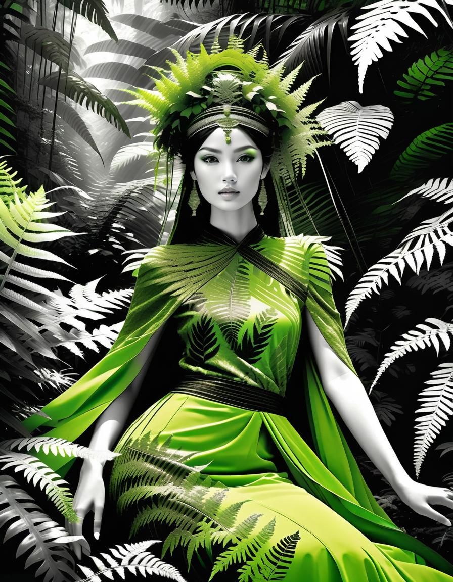 Moss Goddess in Naturepunk Neo-Impressionism Style