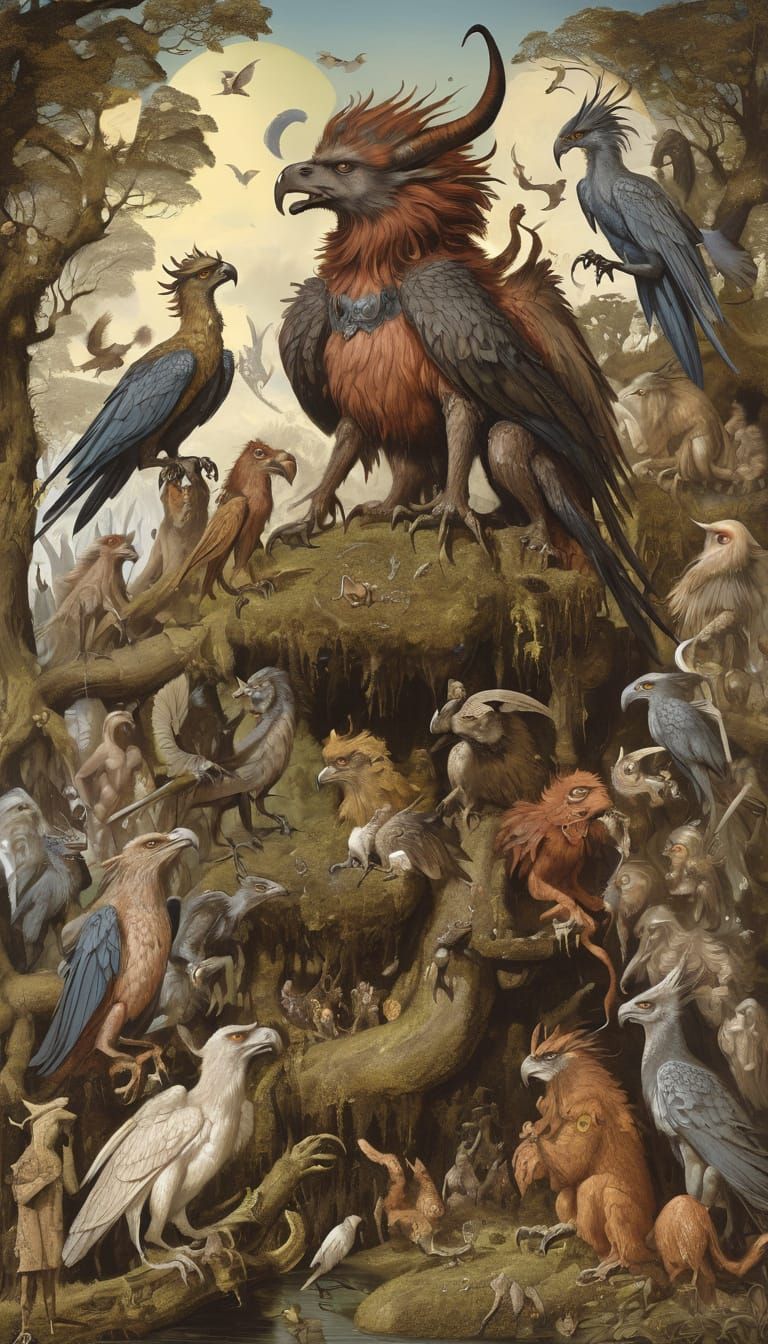 Magical Surreal Beings in Mossy Forestpunk Style