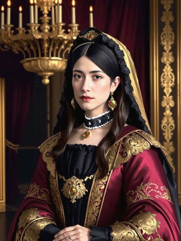 Elegant Spanish Noblewoman in Opulent Splendor