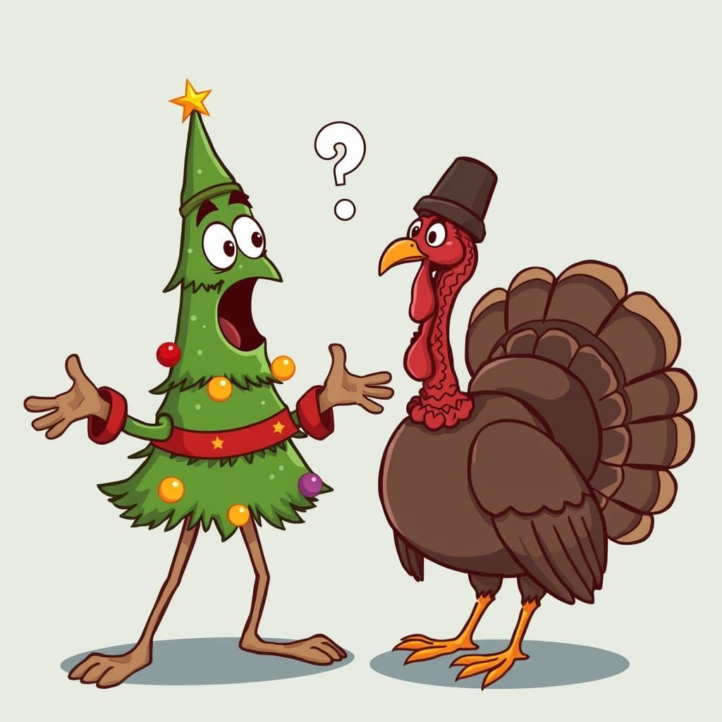 Christmas Tree and Thanksgiving Turkey Engage in a Hilarious...