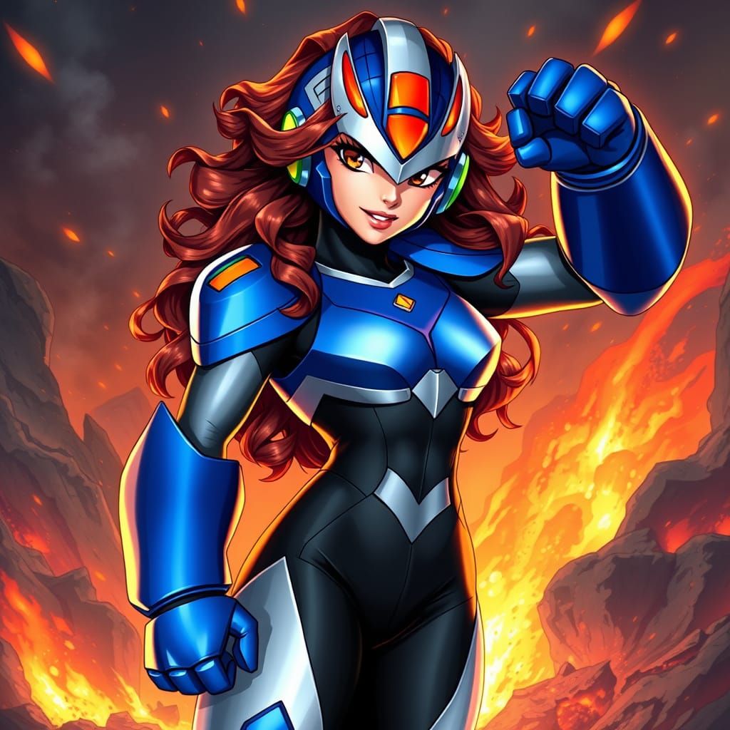 MegaMan Unites with a Futuristic Brunette Heroine in a Fiery...