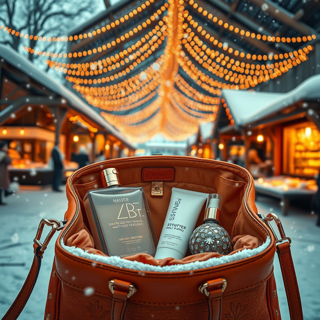 Orange Handbag Display in Winter Market