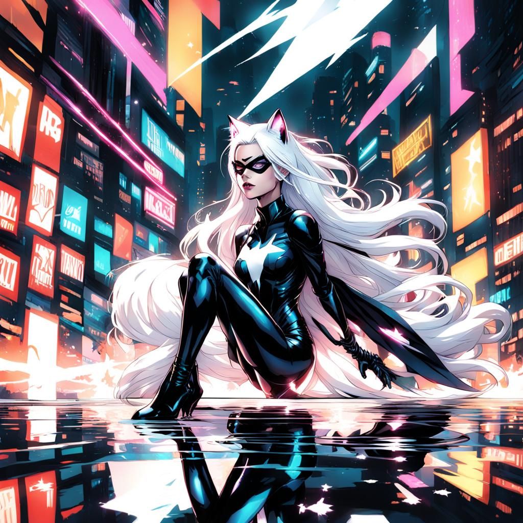 Nude Black Cat Marvel Comic Character in Digital Art