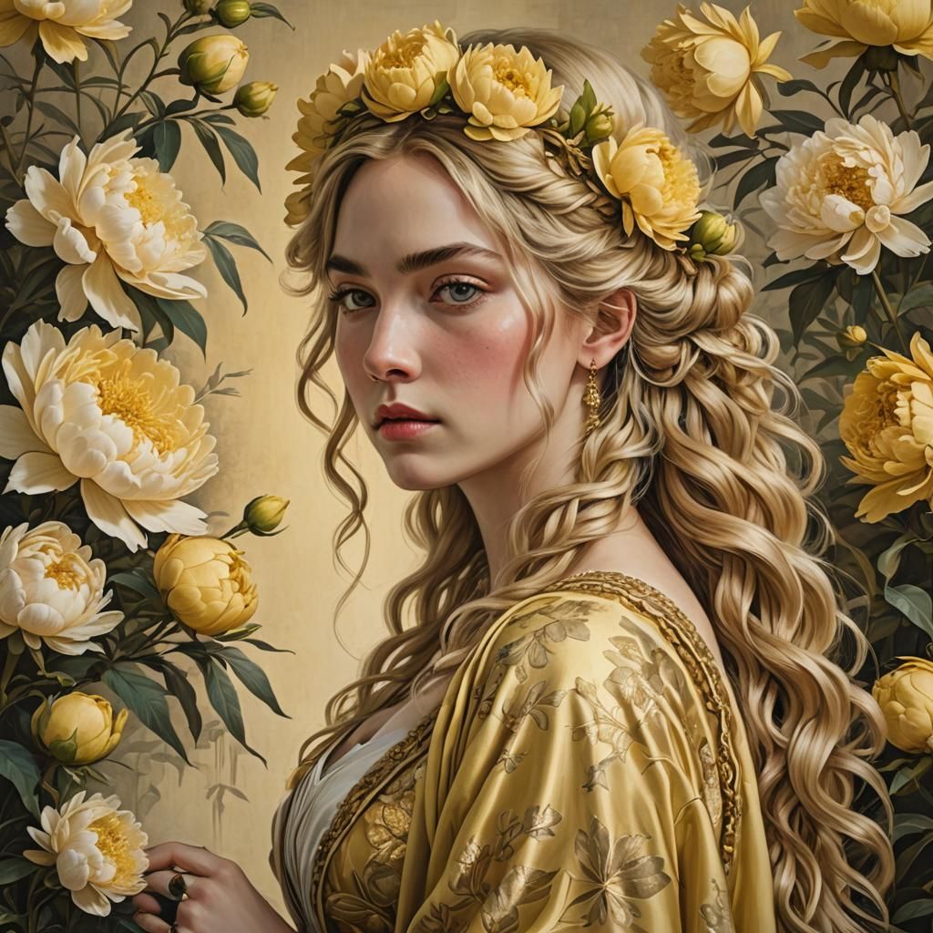 Yellow peony crown