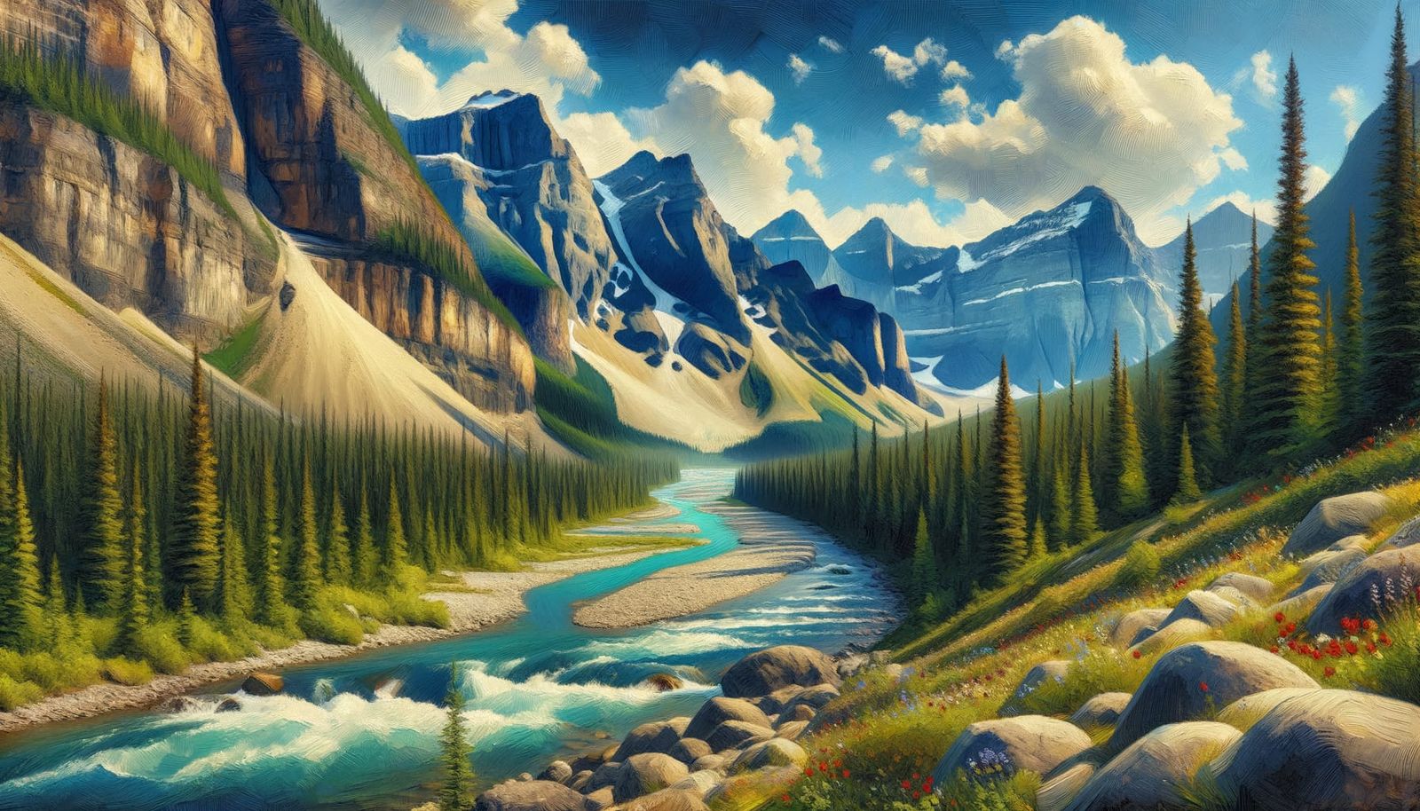 A picturesque vista capturing the Beautiful tall Canadian Rocky Mountains