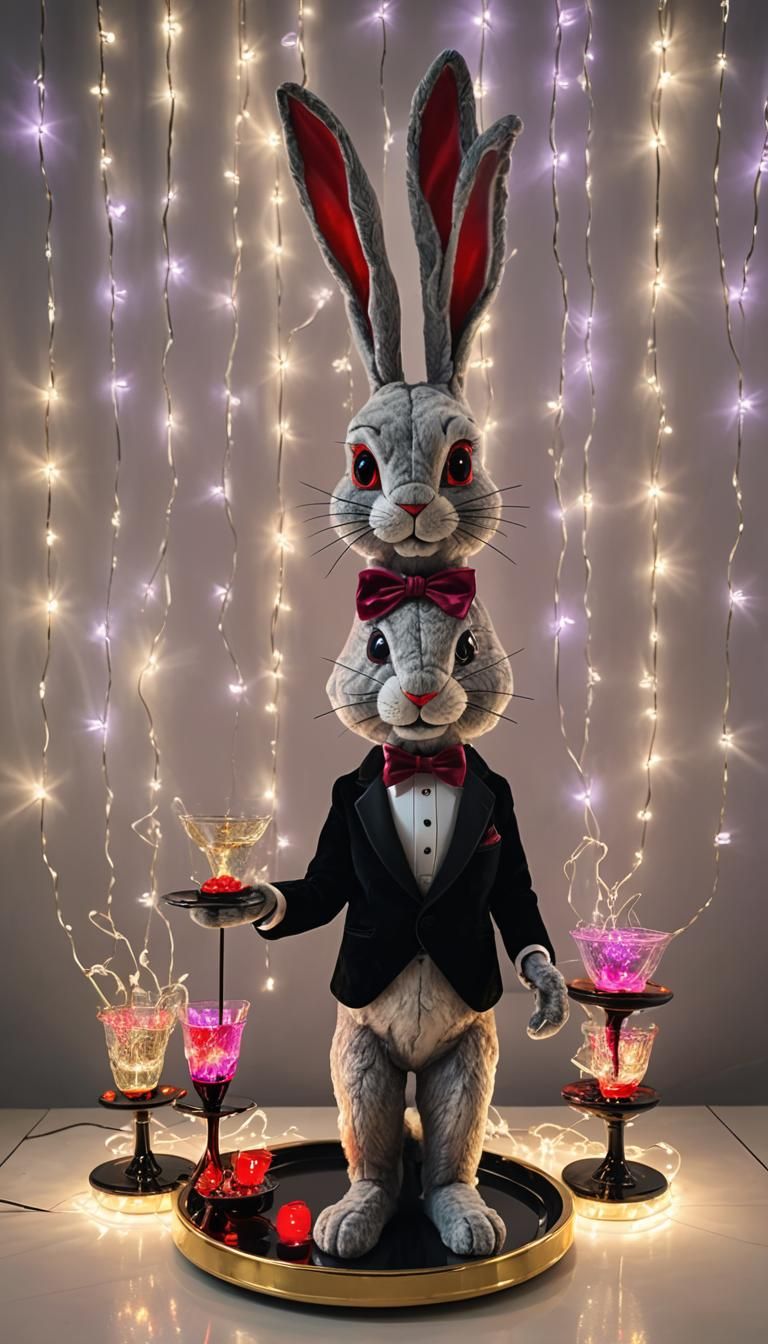 Anthropomorphic Rabbit Sculpture as a Floor Lamp