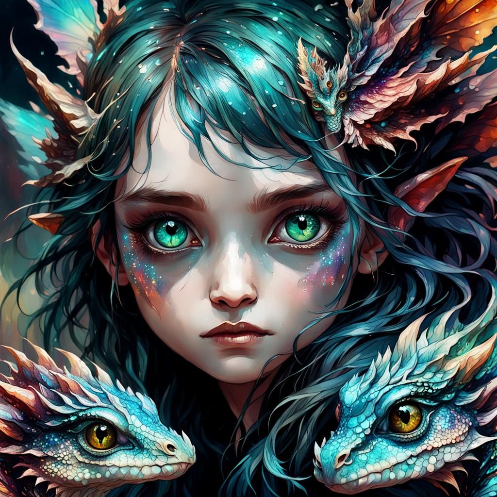 Detailed Baby Dragonkin with Iridescent Scales