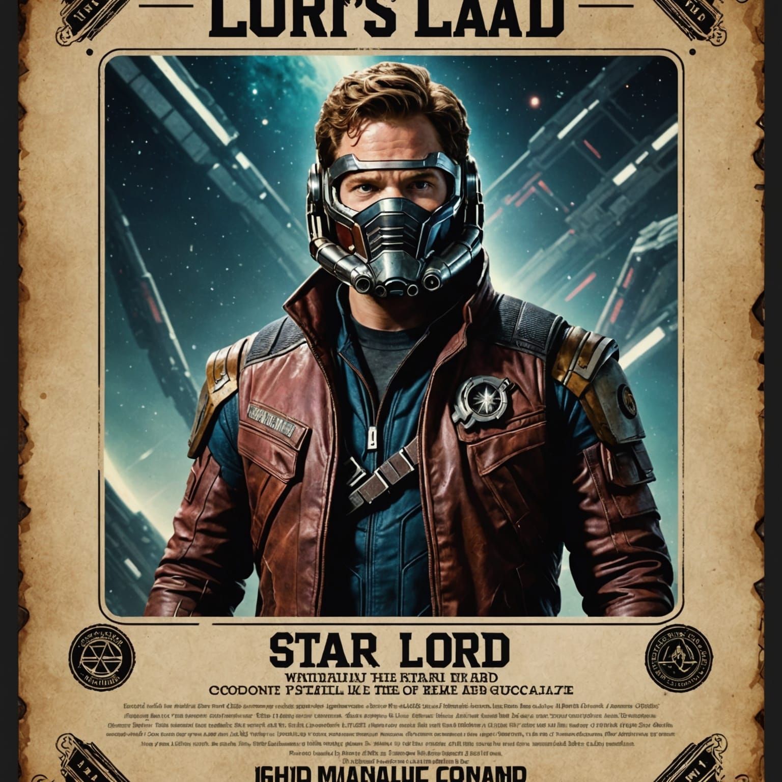 Hyperrealistic Wanted Poster of Star Lord