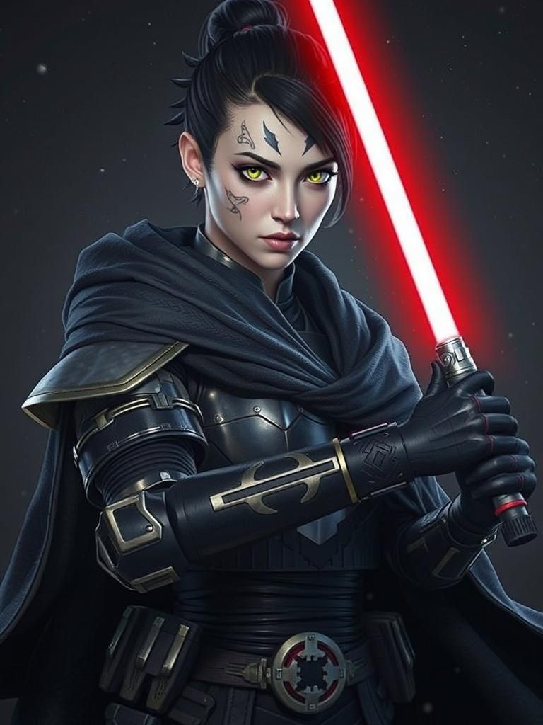 Sith Warrior in Dark Sci-Fi Armor