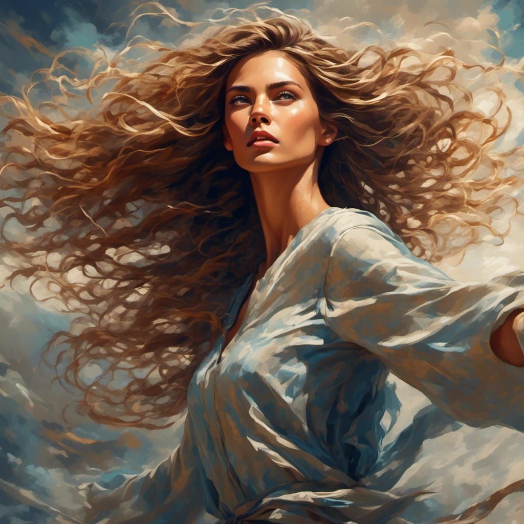 Confident Woman with Wind-blown Hair