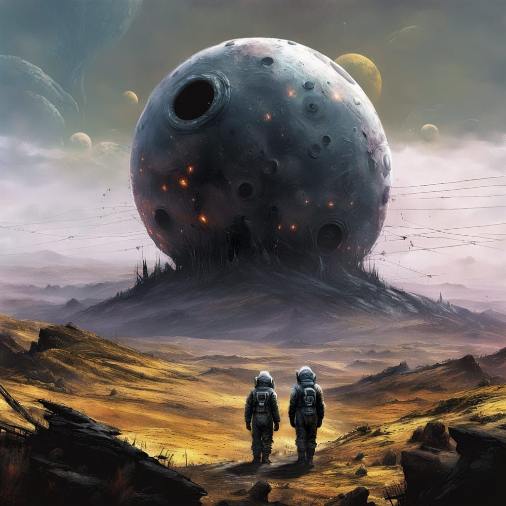 Barren Alien Landscape in Expressionist Oil Painting Style