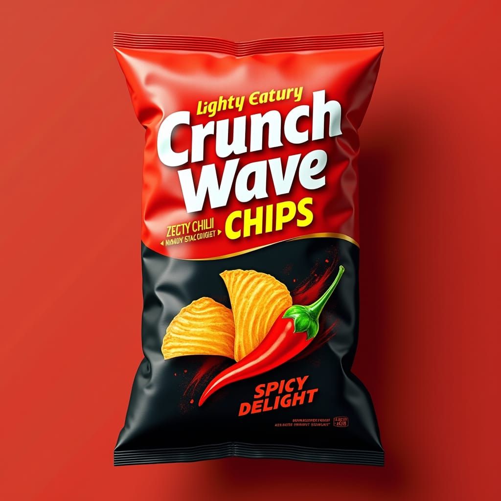 CrunchWave Chips: Zesty Chili Packaging Design