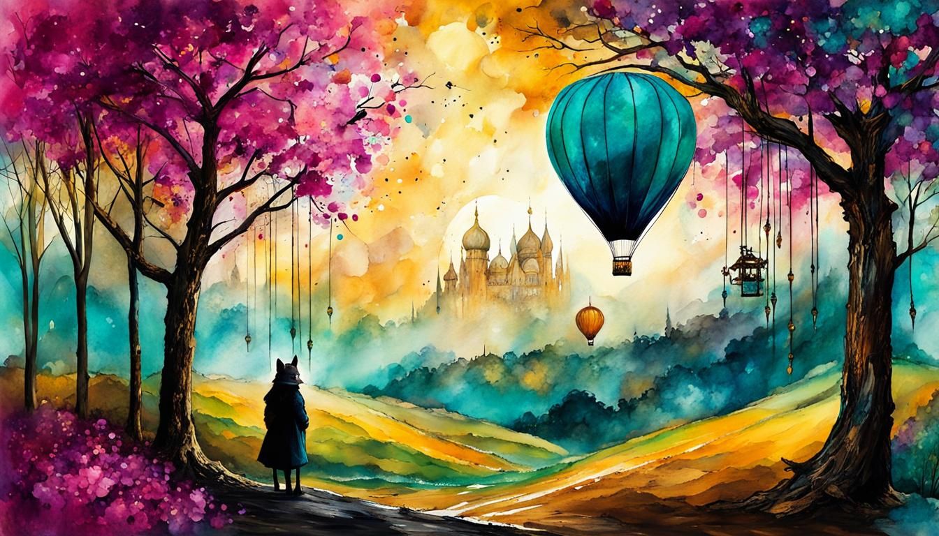 Steampunk Monster and Fox Spring Scene