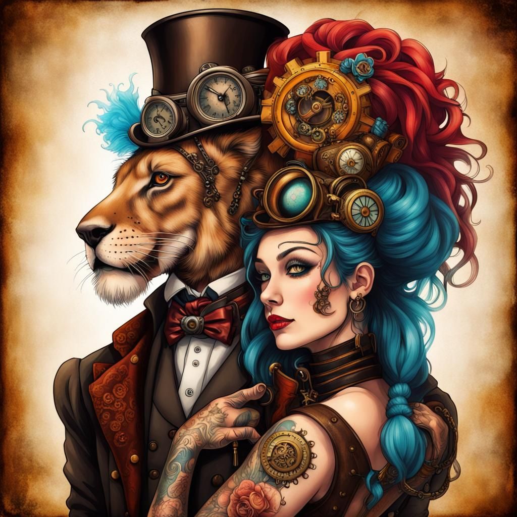 Lady with a lion man