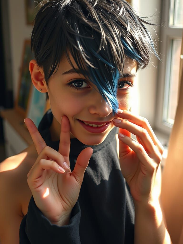 Adorable Teenage Girl in Whimsical Studio Setting