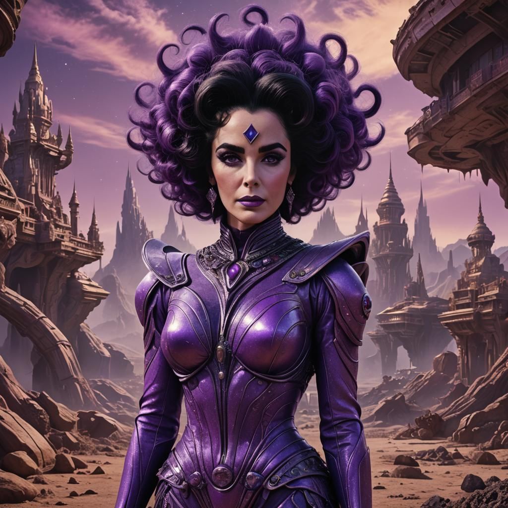 Elizabeth Taylor as a Purple Alien