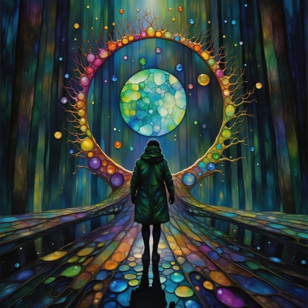 Defiant Figure Survives a Thousand Cuts in Alcohol Ink Art