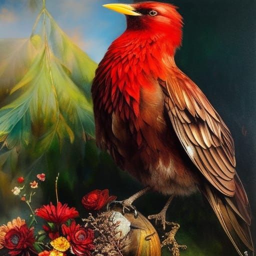 Blackbird's Dance: A Vibrant Digital Art Masterpiece