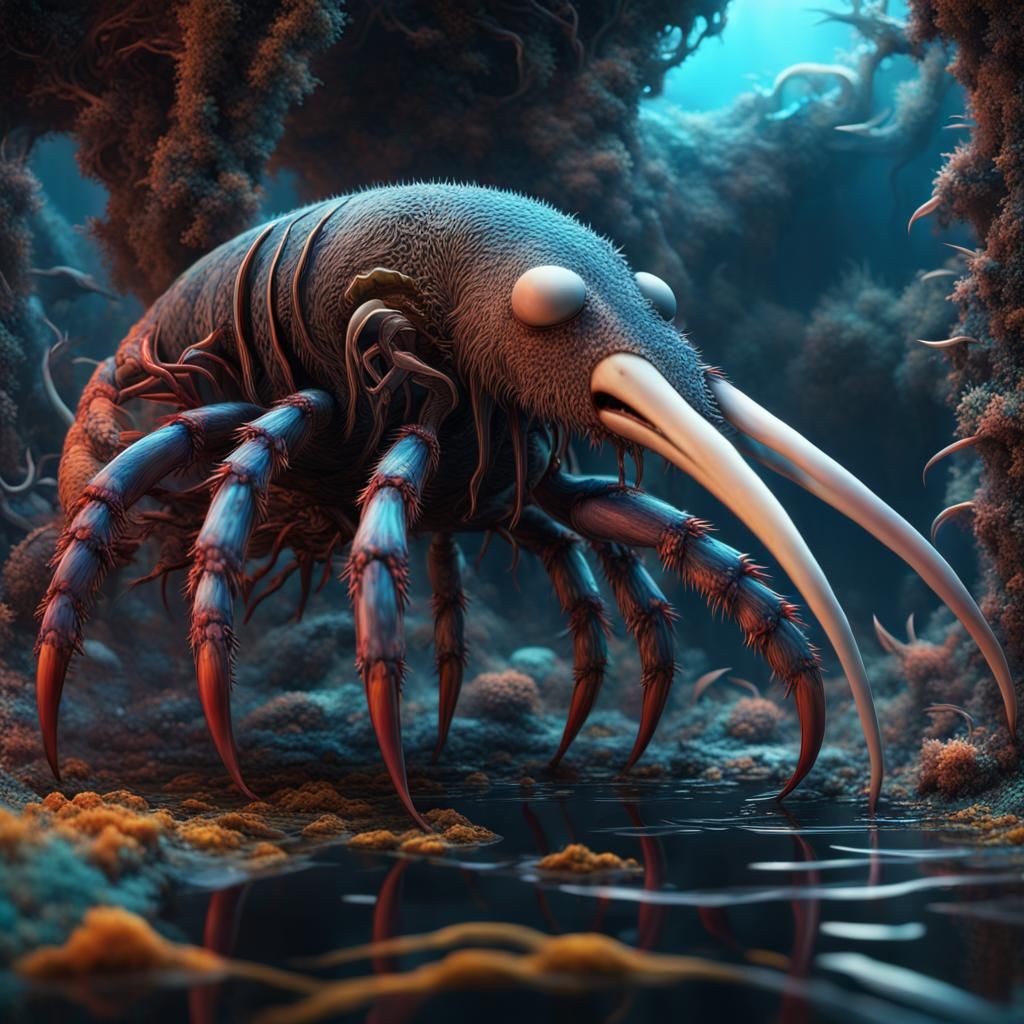 Surreal Crab-Anteater Hybrid in Hypermaximalist Style