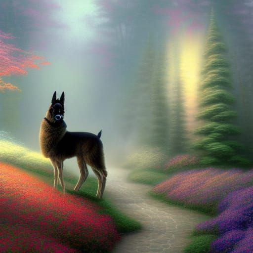 Llama German Shepherd Hybrid in Ethereal Fantasy Art