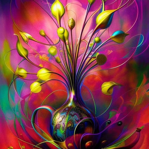 Cosmic Tulips: Starry Floral Fantasy Art