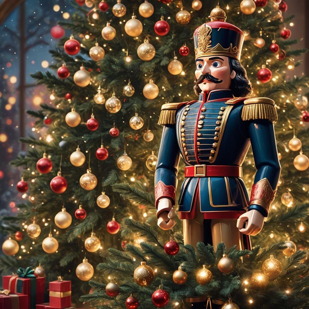 **Nutcracker Ballet Scene**: A hyperrealistic depiction of a...