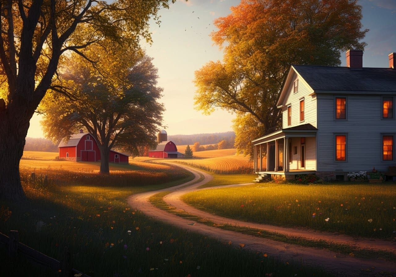 Nostalgic Farmhouse at Magic Hour