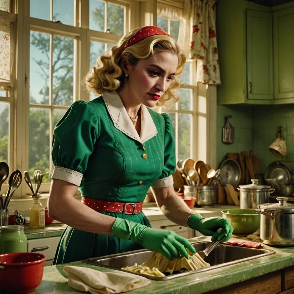 Madonna as a Stepford Wife in a Retro Futuristic 1950's Kitc...