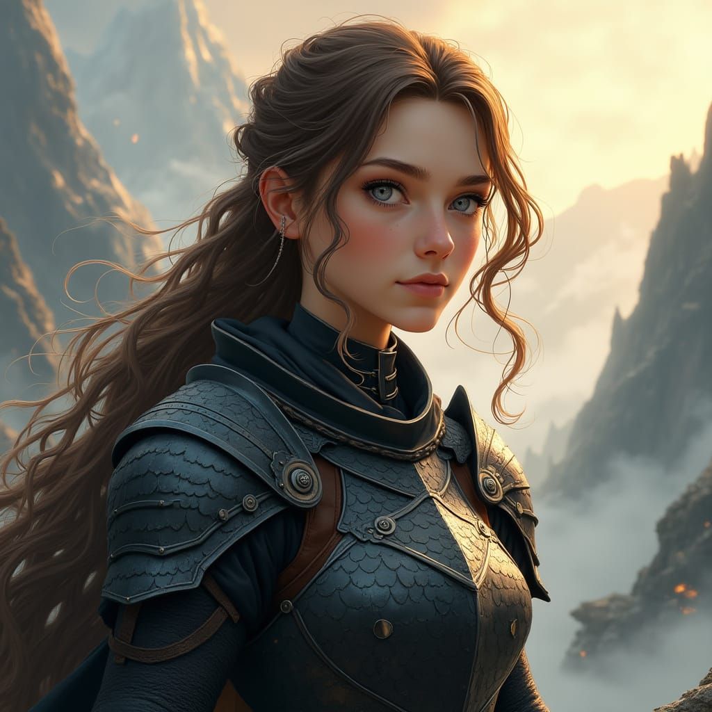 Ethereal Warrior in Whimsical Fantasy Armor