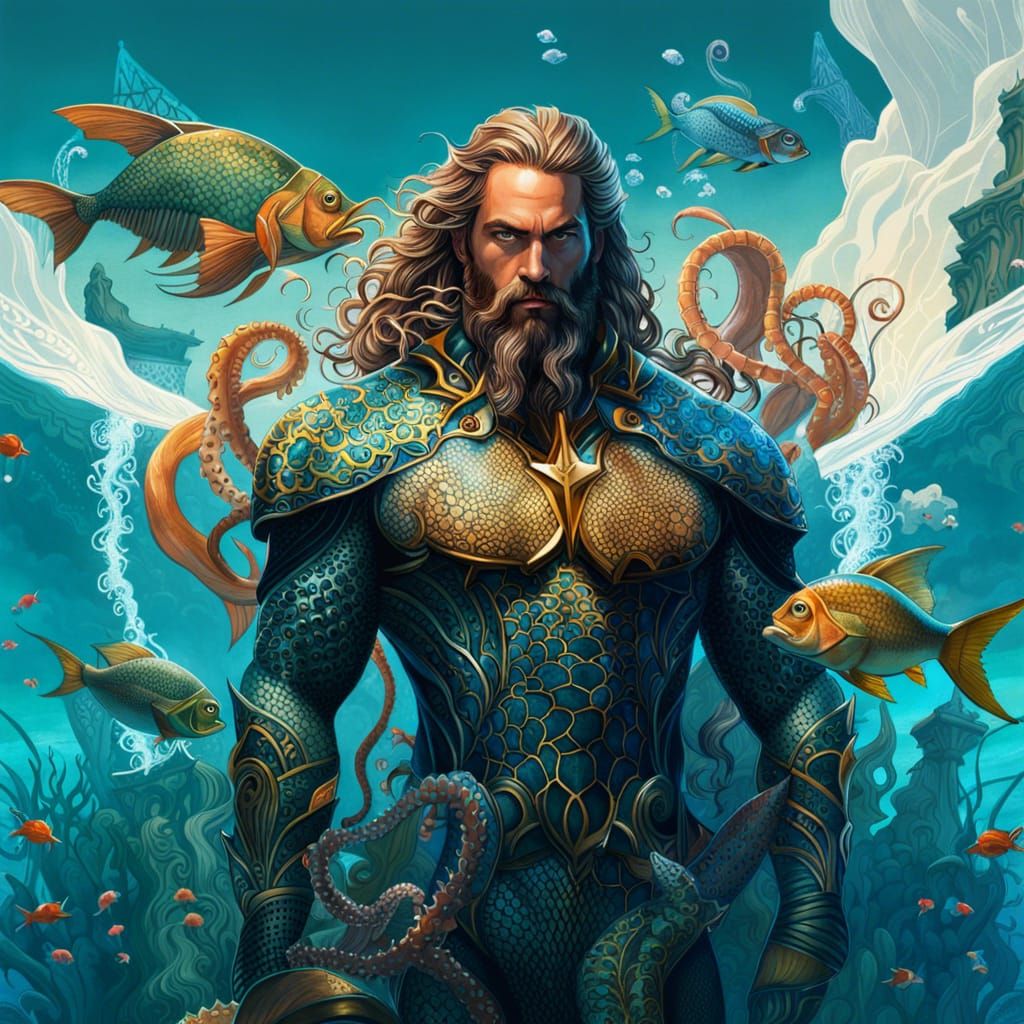 Aquaman Double Exposure Portrait with Ocean Life