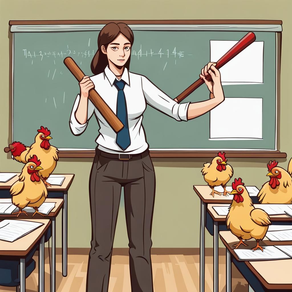 Humorous Classroom Scene: Adult Student Reprimanded
