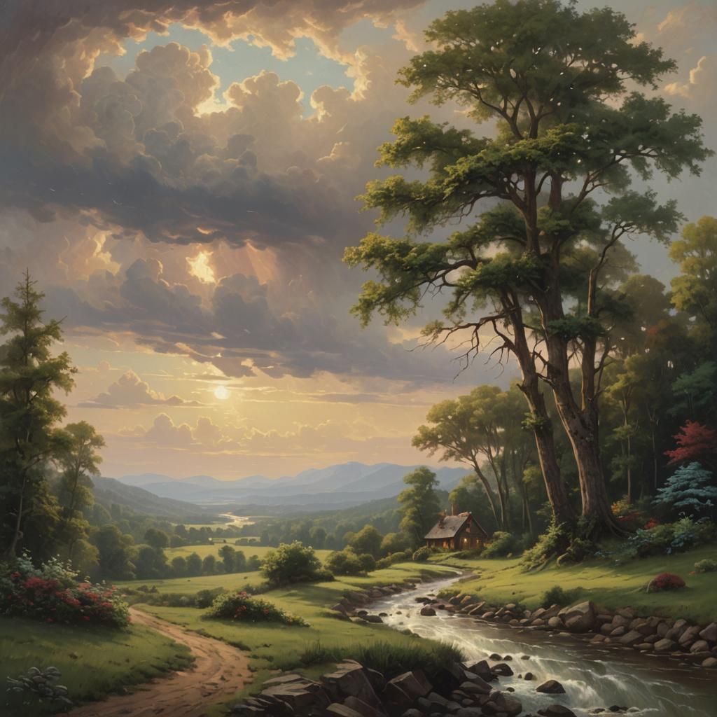 Idyllic Landscape in Luminist Style