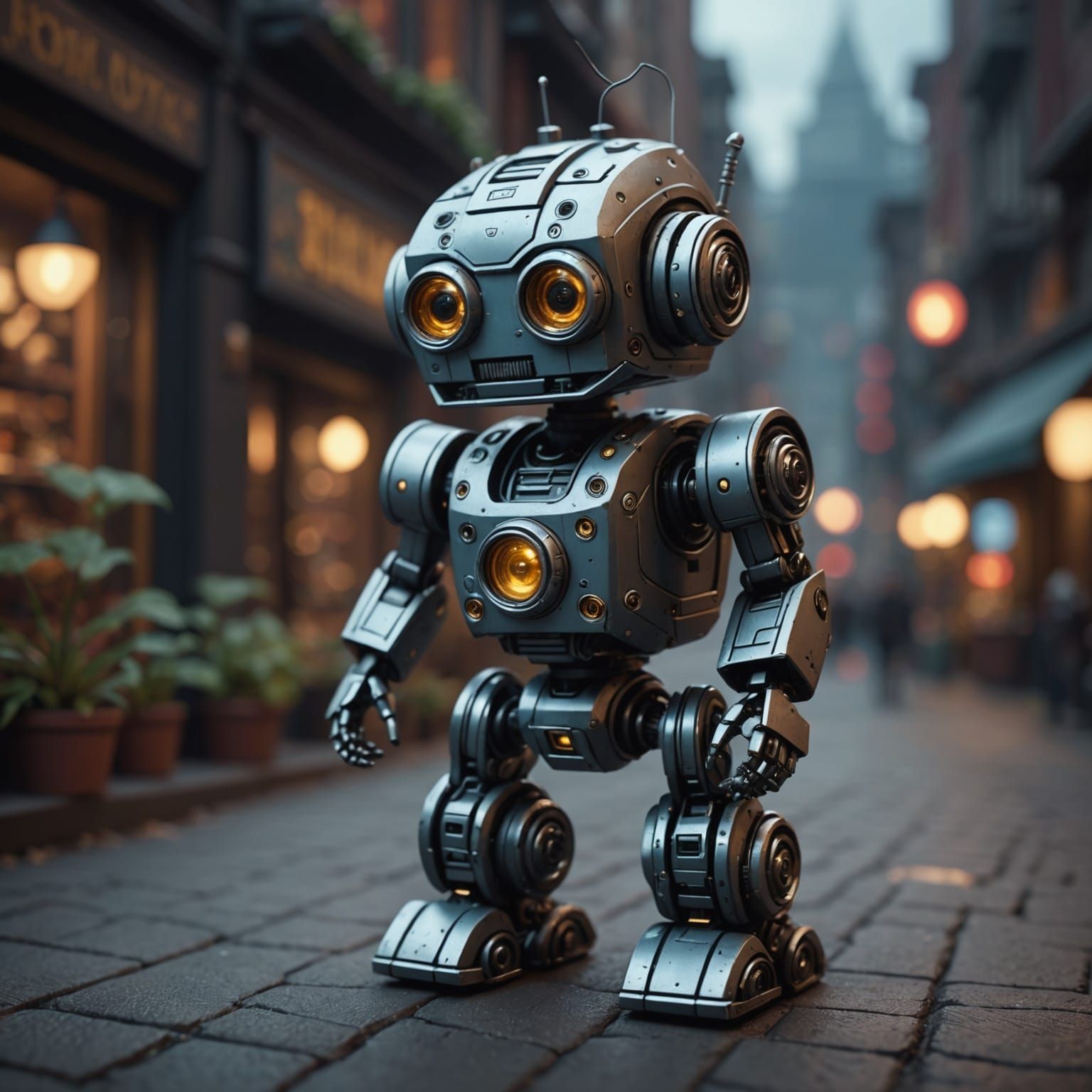 Cute Miniature Robot Toy in Digital Matte Painting