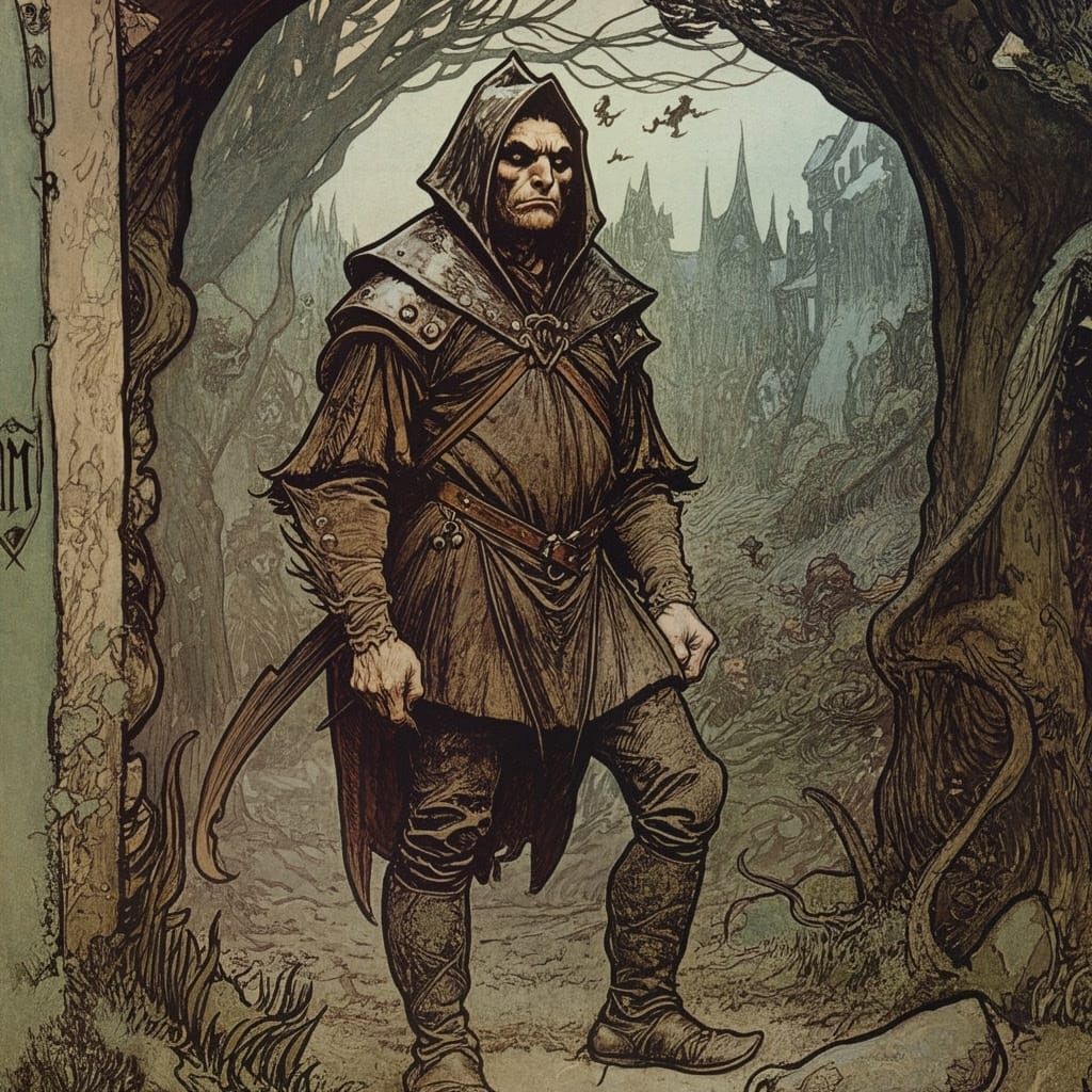 Grimdark Fantasy Scene in Muted Earth Tones