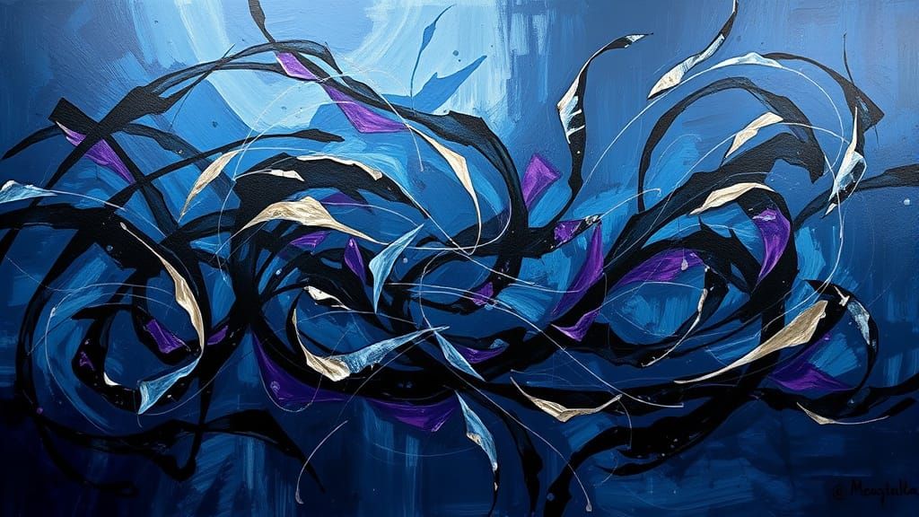 Abstract Expressionist Painting of Slow, Deliberate Movement