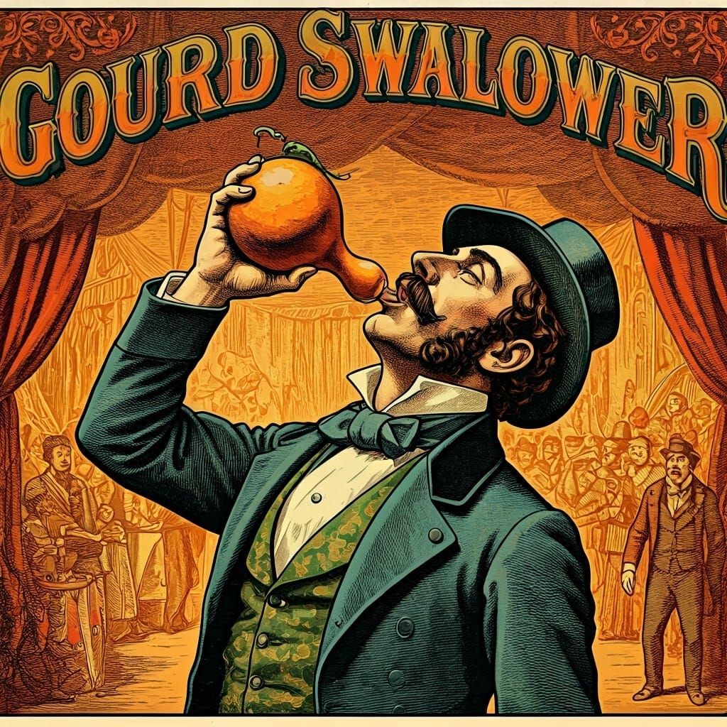 Victorian Gourd Swallower Vintage Circus Poster
