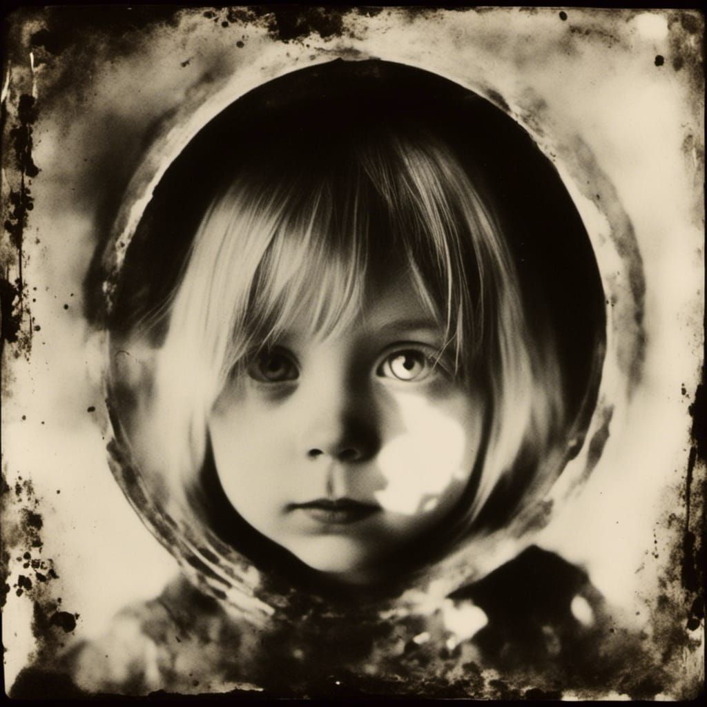 Gothic Girl Photogram in Black and White