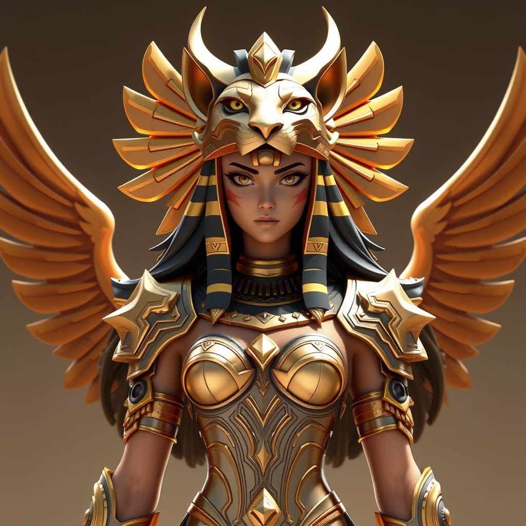 Egyptian Goddess Sekhmet in Stunning 3D Anime Art Style