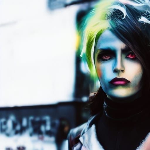Avant-Garde Goth Fashion on Neon City Street