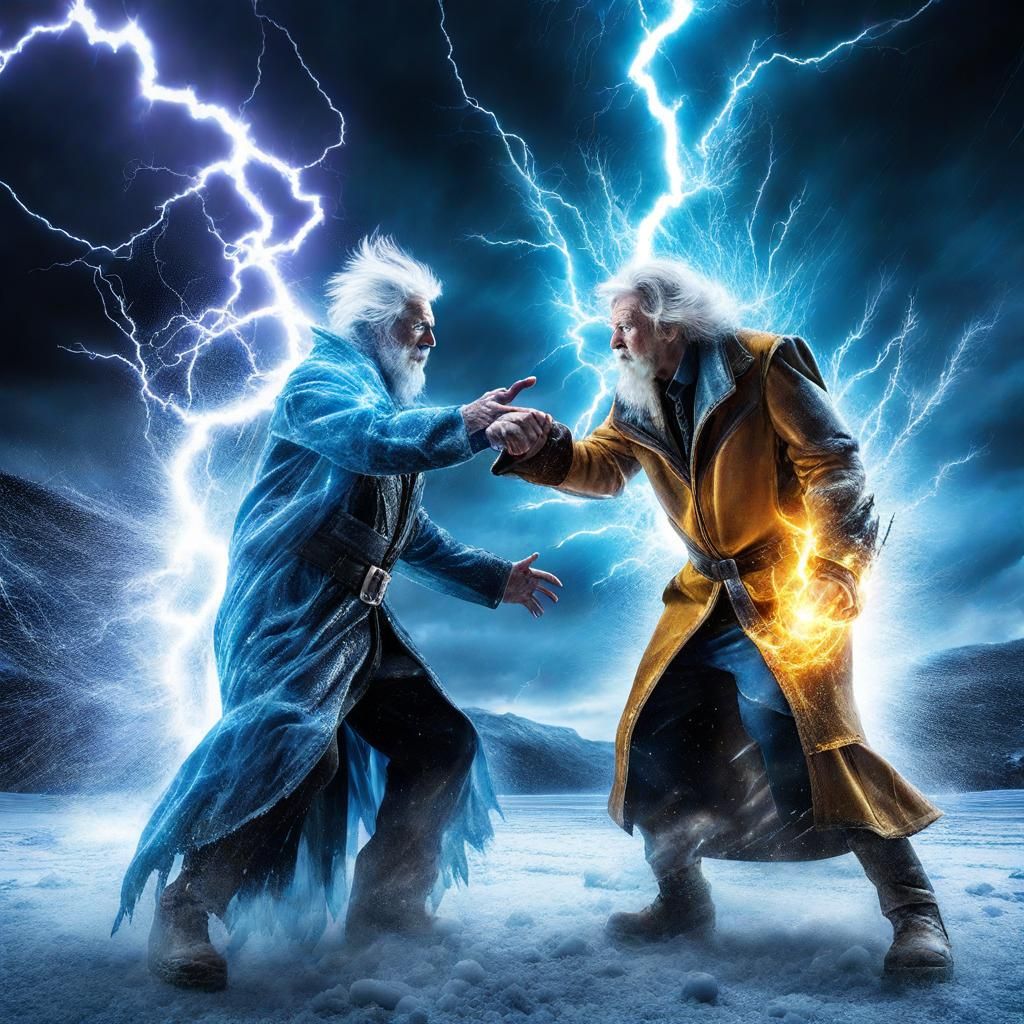 Epic Wizard Battle: Ice vs. Lightning